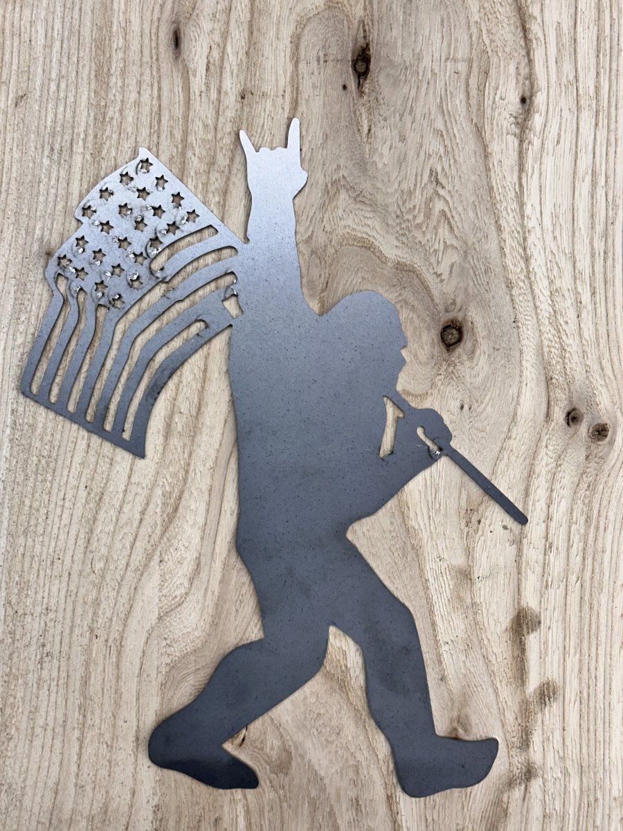 Big foot carrying American flag