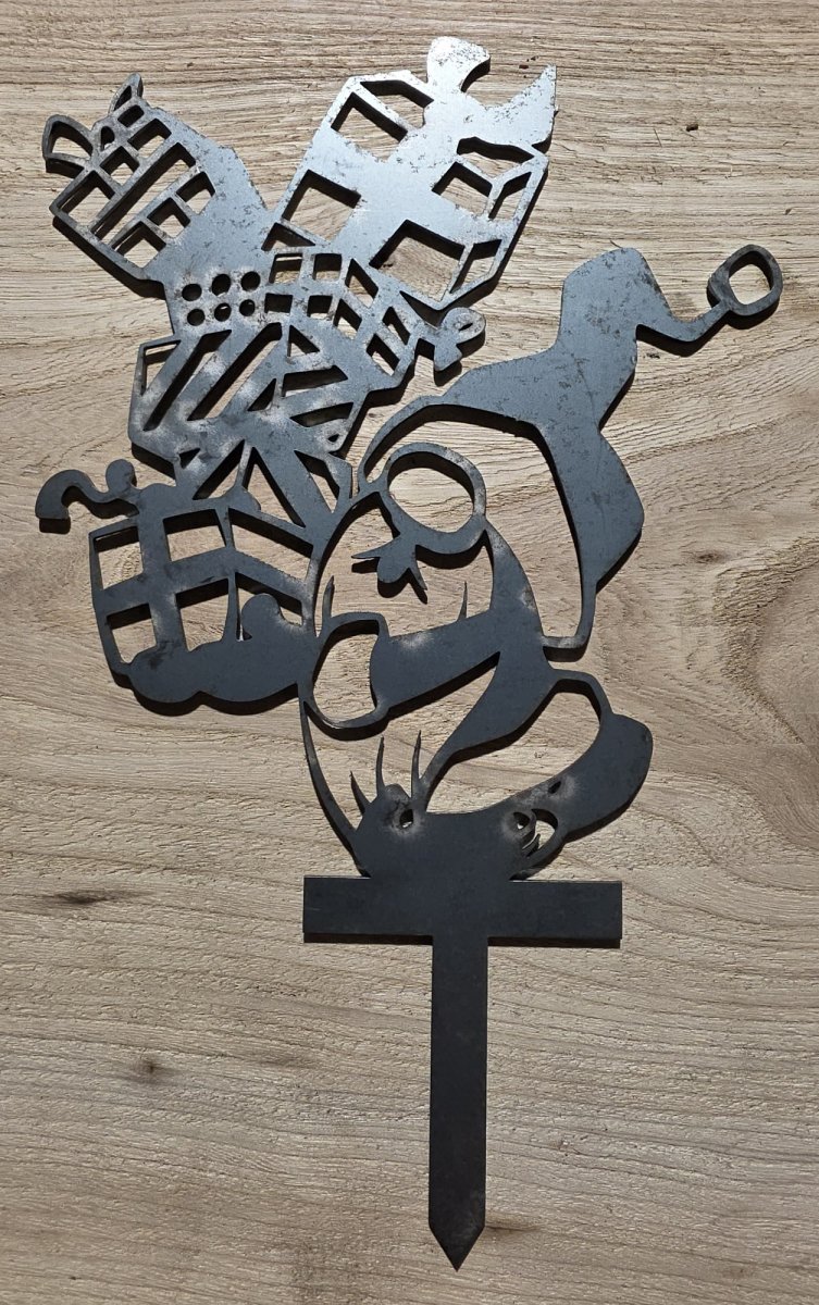 Santa with Presents Steel Christmas Yard Stake