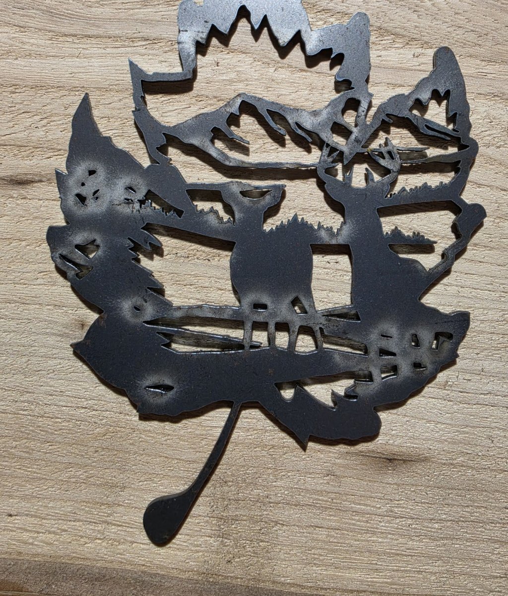 Buck and Doe Steel Maple Leaf Metal Wall Art